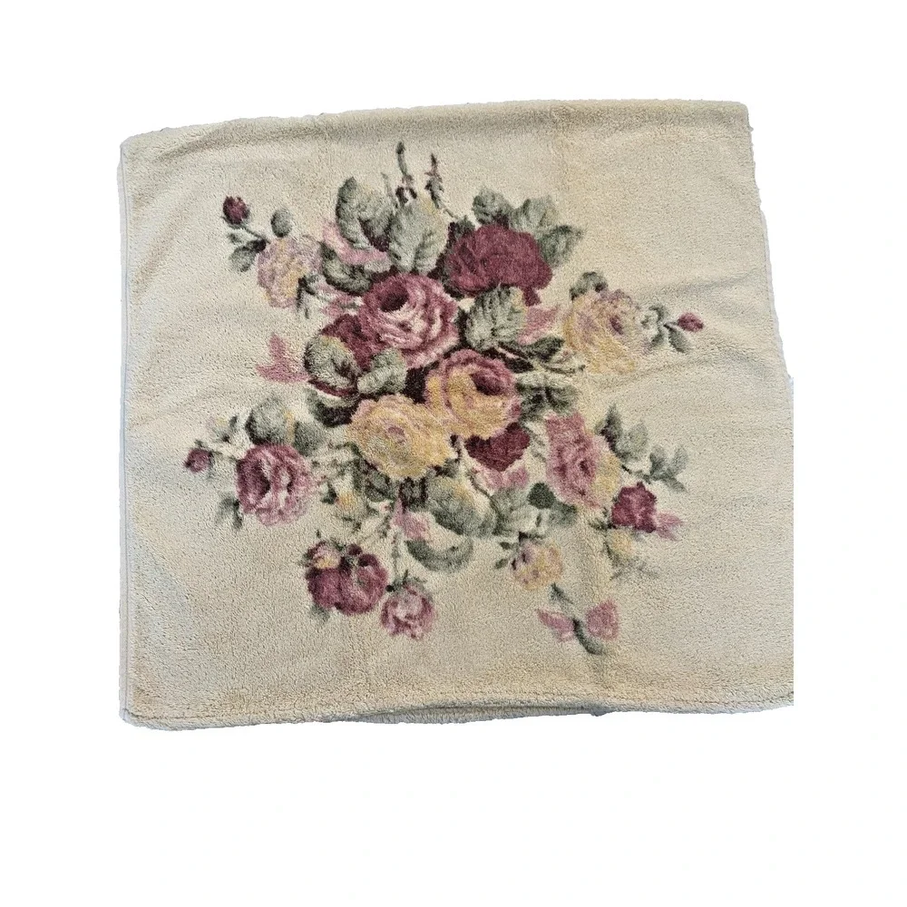 Vtg 3‎ pc Ralph Lauren Kathleen Bath Towel Set Bath Hand Face Cloth Yellow Roses